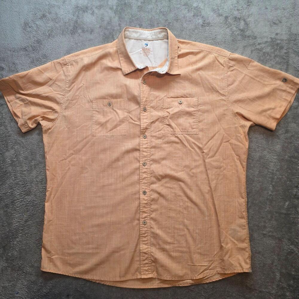 Kuhl Button Up Shirt Mens 2XL Orange Lightweight Short Sleeve Dual Pocket Casual